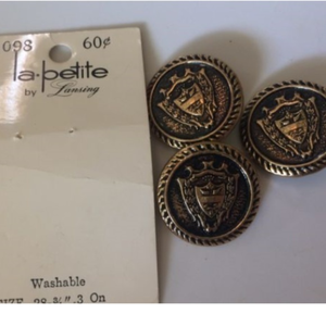 3 Vintage La petite Lansing‎ Buttons 1" lightweight